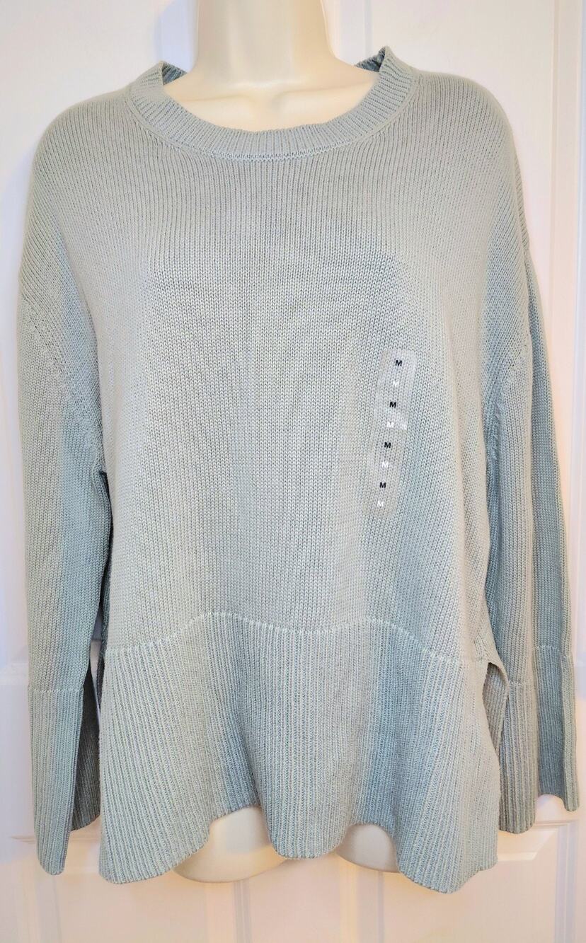 GAP Women's Relaxed Shaker Knit Crewneck Sweater Light Sage Green Size Med NWT